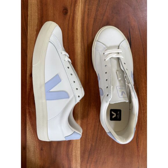 NEW Veja Esplar White Swan Blue Purple Tennis Shoes Sneakers Women 7 / 38 - Picture 1 of 9